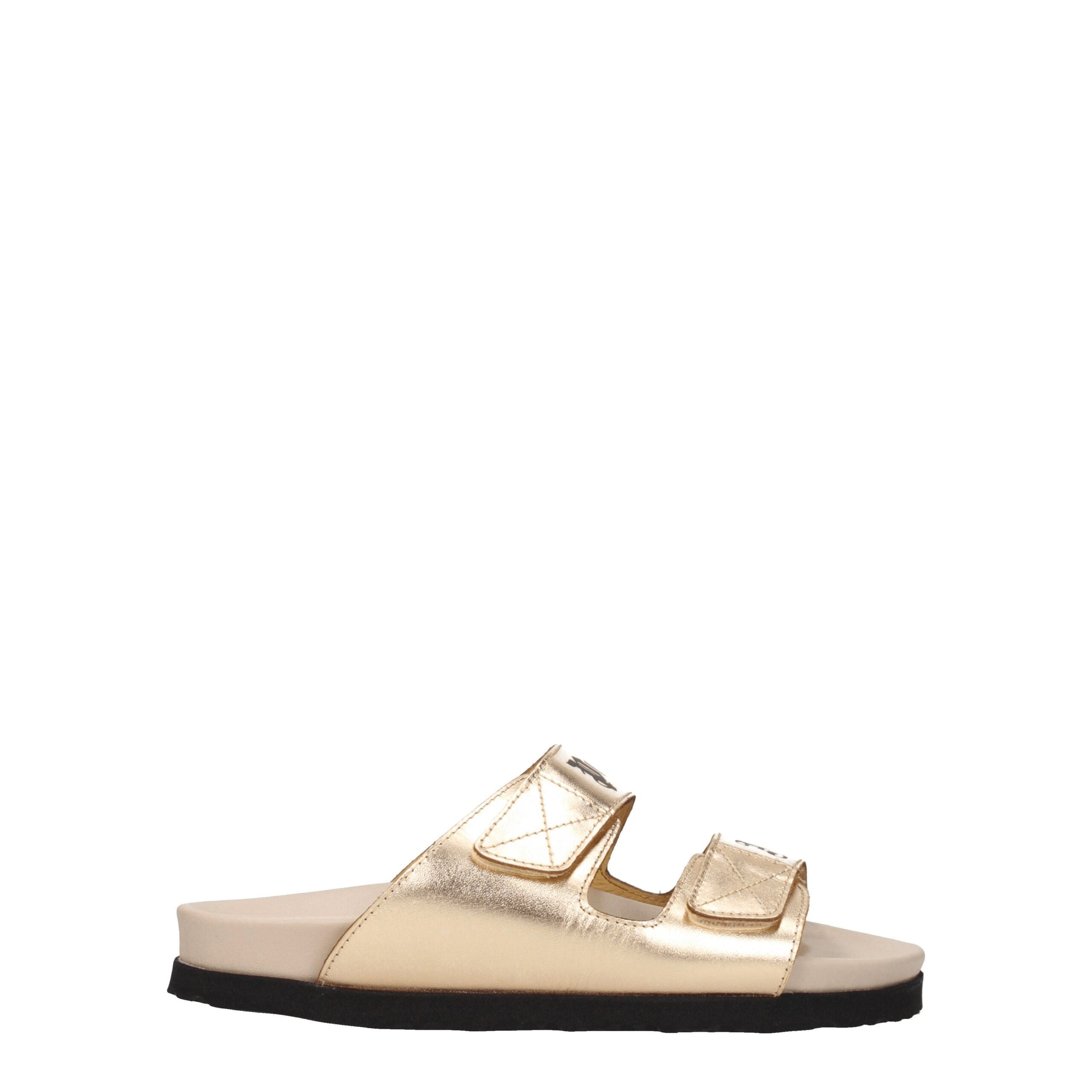 Palm Angels Gold Leather Slipper